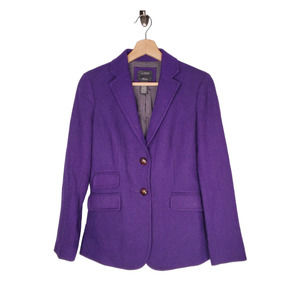 J. Crew Wool Herringbone Blazer Jacket Dark Grape Purple 48263 Size US2